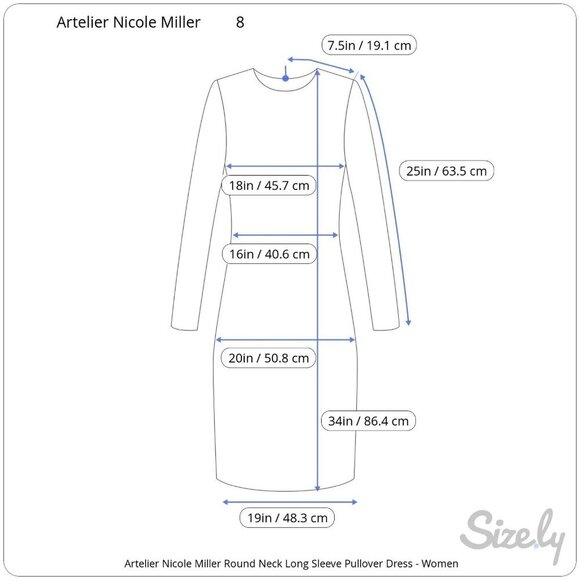 Artelier Nicole Miller Round Neck Long Sleeve Pullover Dress Women's Sz 8 - Picture 11 of 11